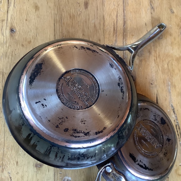2pc Anolon Nouvelle Copper Enhanced  Induction Pans skillets 10 and 8.5 inch - Picture 2 of 14